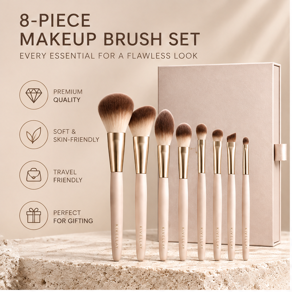 KIVELLAY 8-Piece Essential Makeup Brush Set