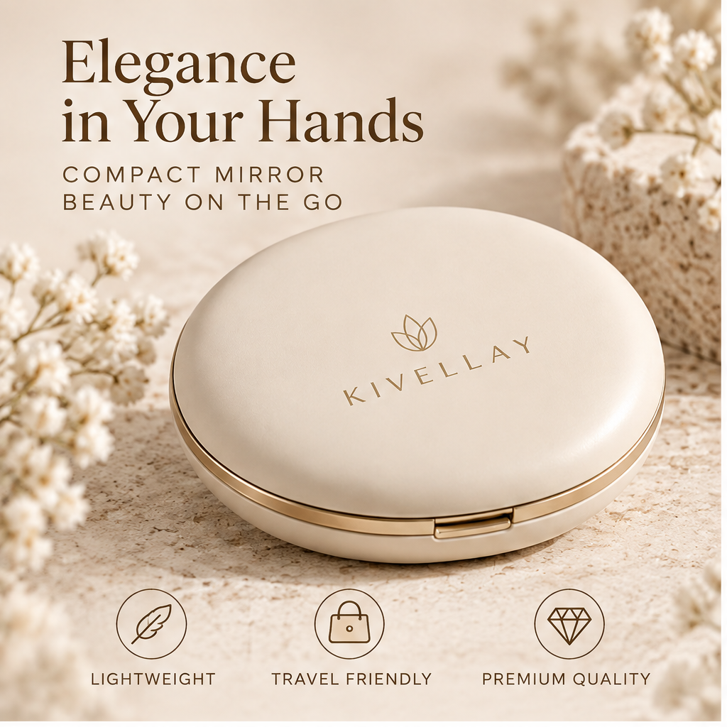 KIVELLAY Dual-Sided 1X & 2X Compact Makeup Mirror