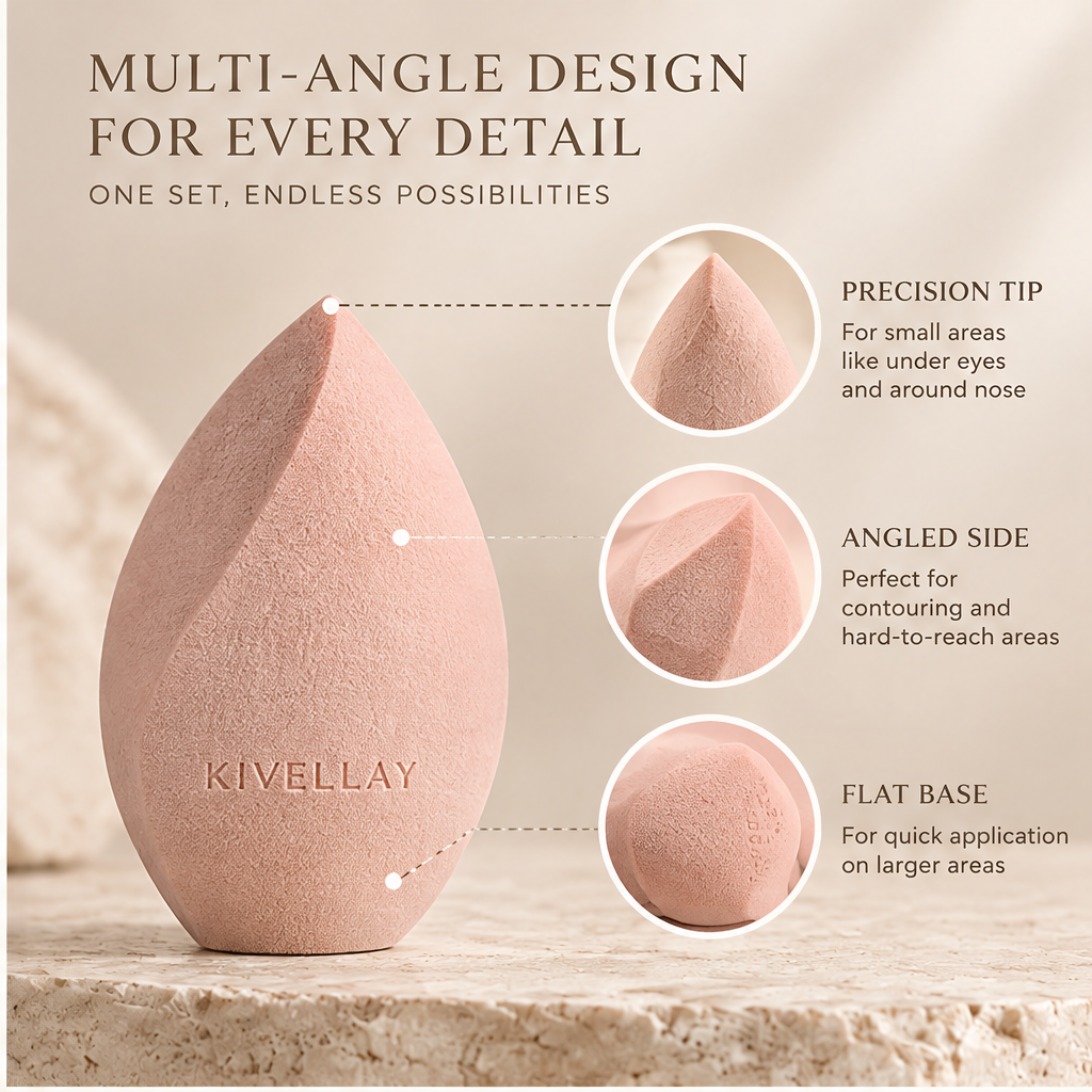 KIVELLAY 4-Piece Makeup Sponge Set with Storage Case