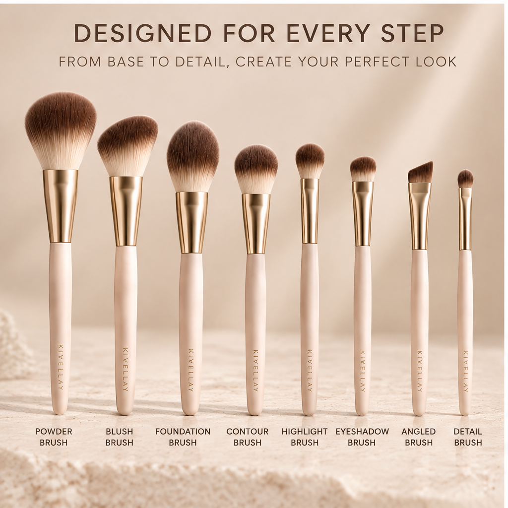 KIVELLAY 8-Piece Essential Makeup Brush Set