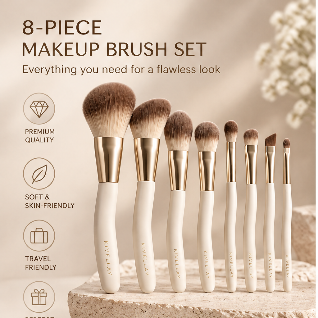 KIVELLAY 8-Piece Makeup Brush Set