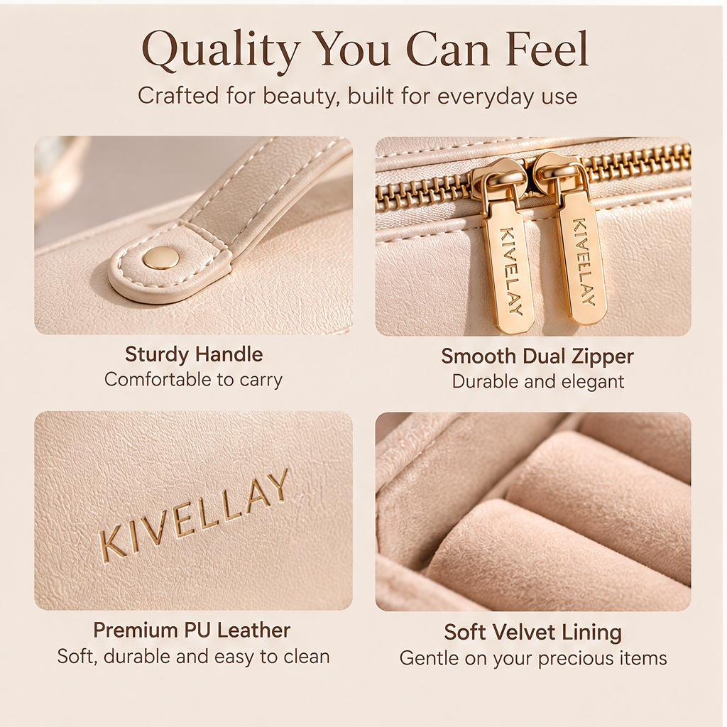 KIVELLAY Jewelry & Beauty Travel Organizer Case