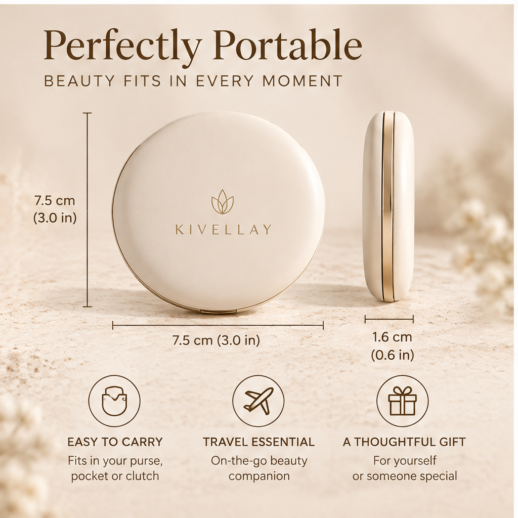 KIVELLAY Dual-Sided 1X & 2X Compact Makeup Mirror