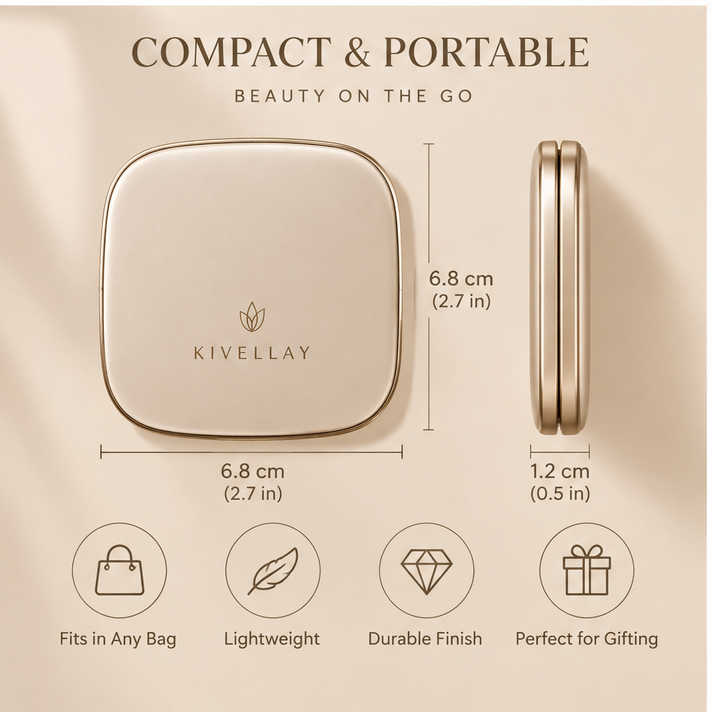 KIVELLAY Dual-Sided 1X & 2X Compact Mirror