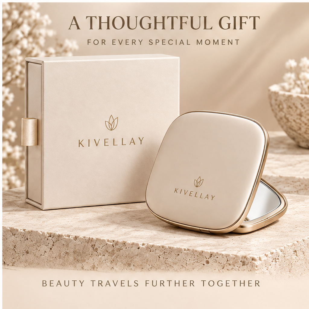 KIVELLAY Dual-Sided 1X & 2X Compact Mirror