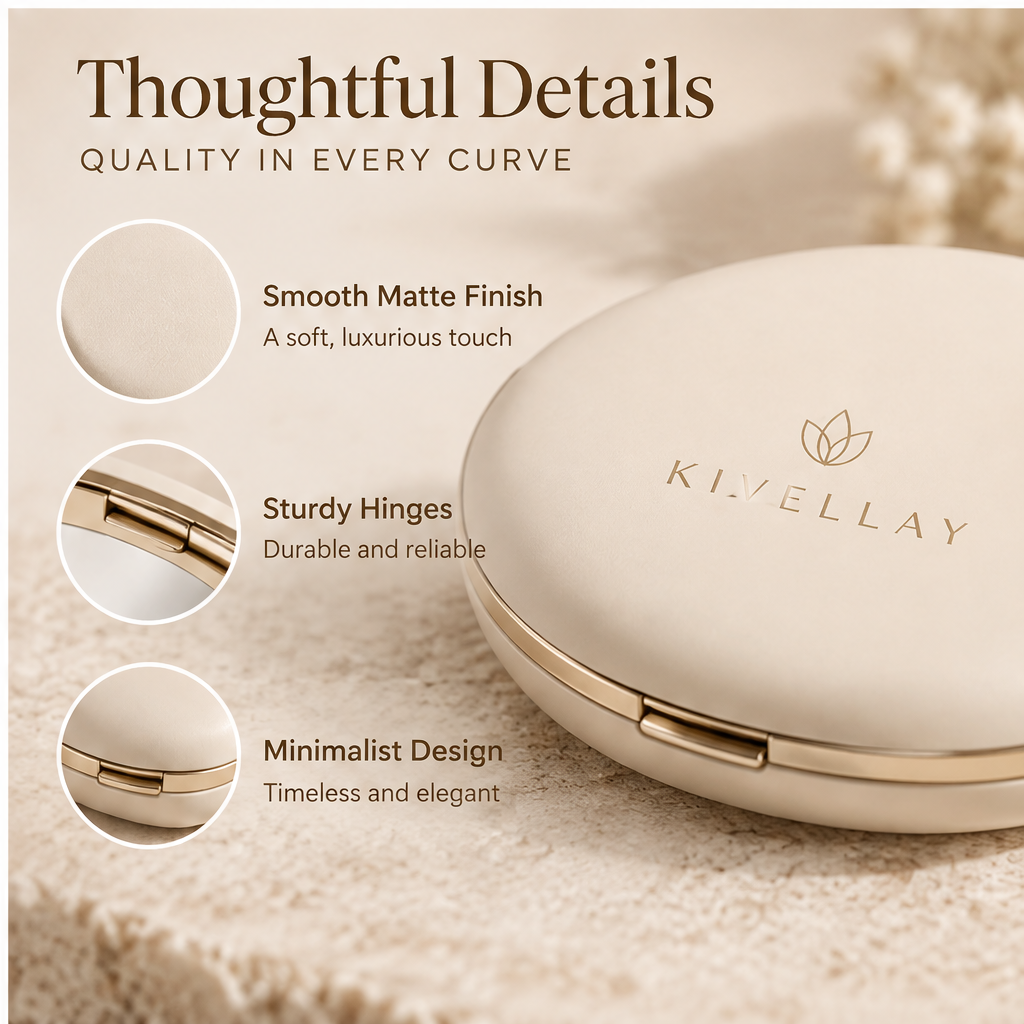 KIVELLAY Dual-Sided 1X & 2X Compact Makeup Mirror