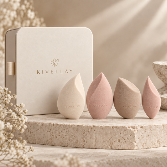 KIVELLAY 4-Piece Makeup Sponge Set with Storage Case
